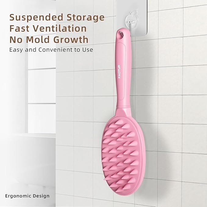 Pet Silicone Shampoo Brush for Long & Short Hair Dogs Cats, Shower Wash Curry Massage Brush