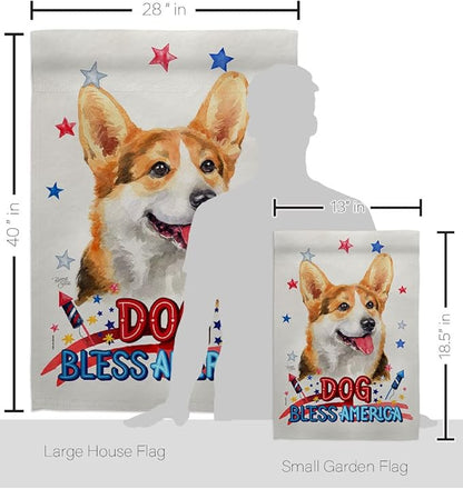 Breeze Decor Patriotic Pembroke Welsh Corgi Garden House Flag-Kit Dog Puppy Spoiled Paw Canine Fur Pet Nature Farm Animal Creature Decoration Banner Small Yard Gift Double-Sided, Made in USA