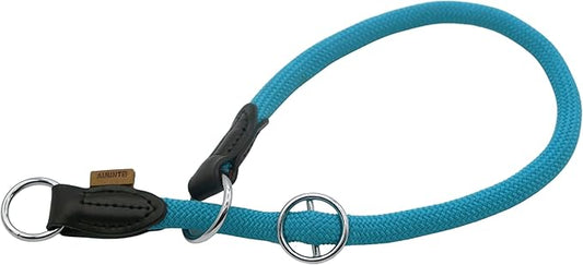 Braided Rope Collar, Pro Training Dog Collar, No Pull Round Martingale Collar, Slip Collar with Slidable Stop Ring - Ideal for Large Dogs (L(1/2") - 22" Long, Light Blue)