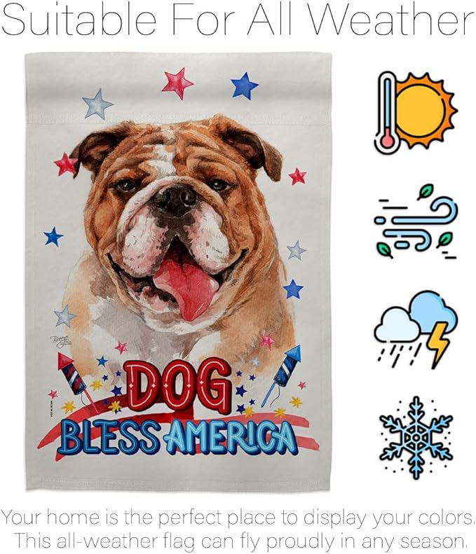 Breeze Decor Patriotic Bulldog House Flag Eagle Set Dog Puppy Spoiled Paw Canine Fur Pet Nature Farm Animal Creature Decoration Banner Small Garden Yard Gift Double-Sided, Made in USA