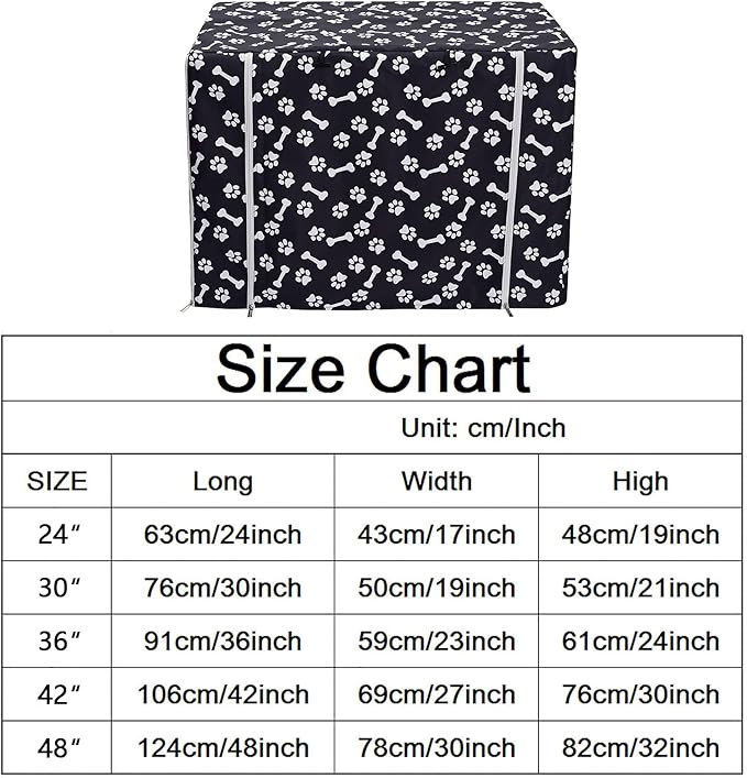 Geyecete Large Dog Crate Cover - Fits 24-48 Inch Crates for Small, Medium, Large Dogs - Bed With Cover (Crate Not Included) - Black-42