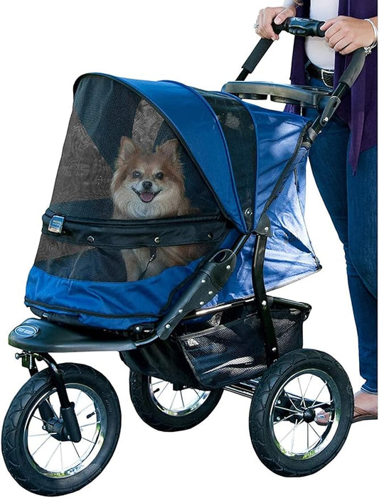 Pet Gear No-Zip Jogger Pet Stroller for Cats/Dogs, Zipperless Entry, Airless Tires, Easy One-Hand Fold, Cup Holder + Storage Basket