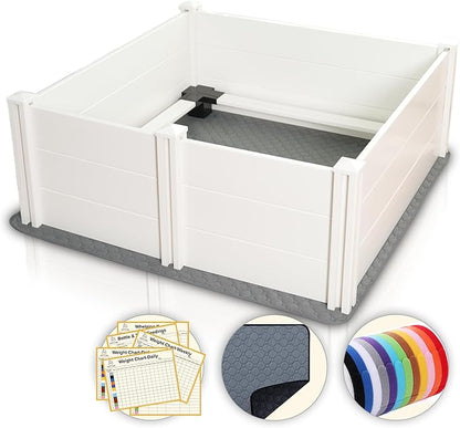 48" x 48" Whelping Box for Large Breed Dogs with Rails, Suitable for Large/Medium Dogs, White