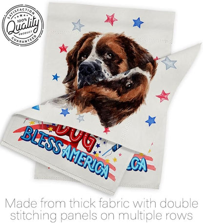Breeze Decor Patriotic St Bernard Dog Garden House Flag-Kit Puppy Spoiled Paw Canine Fur Pet Nature Farm Animal Creature Decoration Banner Small Yard Gift Double-Sided, Made in USA