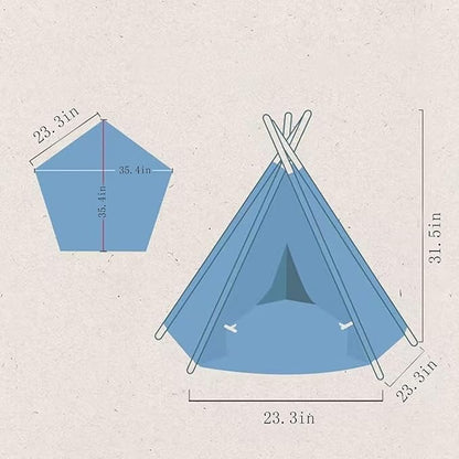 Dog and Cat Teepee Bed - Portable Pet Tent for Small Dogs and Indoor Cats, Removable & Washable With Cozy Cushion, Bunny Outdoor House (White, L)