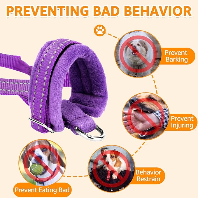 SlowTon Soft Dog Muzzle, Adjustable Padded Nylon Muzzle for Large Medium Dogs Anti Chewing Barking Biting, Allow Dog Pant & Drink (Purple, M)