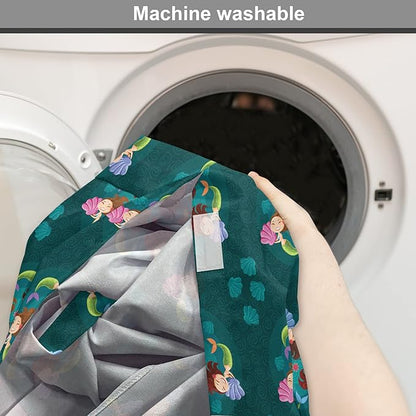 Lunarable Mermaid Dog Crate Cover, Smiling Happy Cheerful Mermaids with Seashells Scallops Exotic Waters Spirals, Easy to Use Pet Kennel Cover for Small Dogs Puppies Kittens, 18 Inch, Teal Multicolor