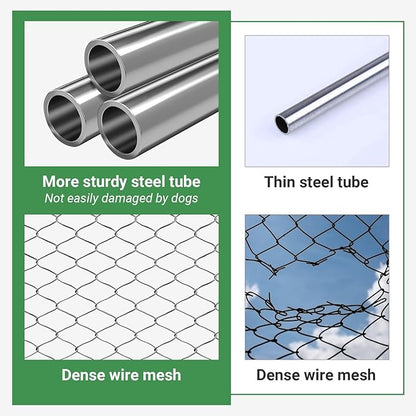 Rovibek 6.7'×6.7' Outdoor Dog Kennel with Roof, Outside Dog Kennel with Waterproof Sunproof Cover, Dog Kennels Outdoor and Enclosure with 2 Stainless Steel Bowls