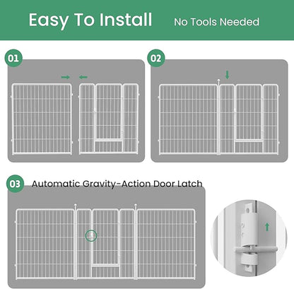 Simple Deluxe Dog Playpen, 32" Height 16 Panels Fence with Anti-Rust Coating, Metal Heavy Portable Foldable Dog Pen for Small/Medium/Large Dogs RV Camping, White