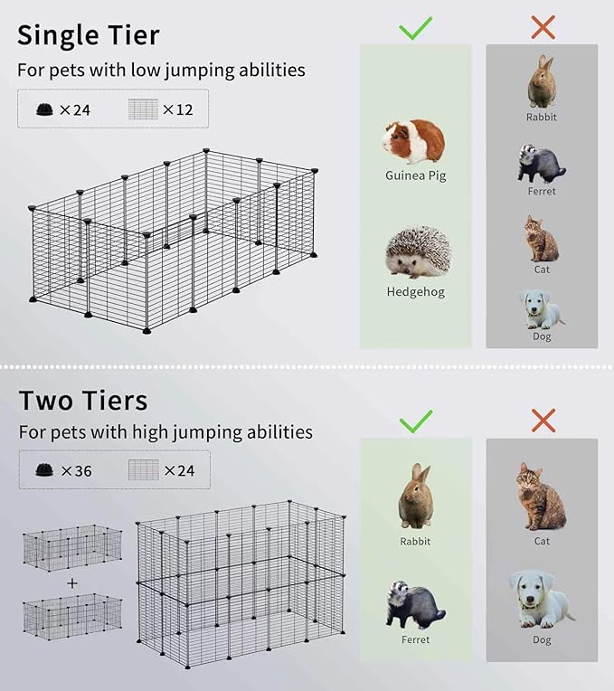 Small Animal Playpen, Guinea Pig Cages, Pet Playpen, Rabbit Cage,Small Animal Cage, Puppy Kitten Dog Playpen, Indoor Outdoor Portable Metal Wire Yard Fence,15 X 12 Inch, 28 Panels, Black