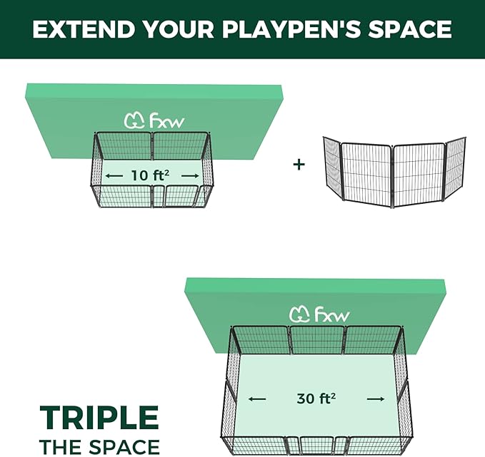 FXW Homeplus Dog Playpen for Indoor Use - Stress-Free and Safe Play, Heavy Duty 32 Inch 4 Panels Dog Pen for Puppies, Small and Medium Dogs, Black│Patented