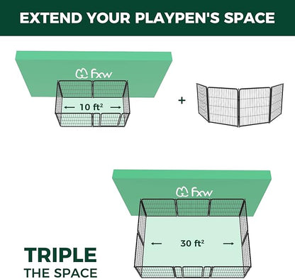 FXW Homeplus Dog Playpen for Indoor Use - Stress-Free and Safe Play, Heavy Duty 32 Inch 4 Panels Dog Pen for Puppies, Small and Medium Dogs, Black│Patented