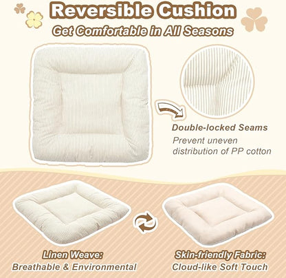 Jiupety Indoor Dog House with Frame, Cute Dog Tent Bed with Cover Cave, Breathable, Washable, and Foldable House, Suitable for 10-20 Lb Puppy and Cats, Medium (17"×17"×17"), Beige