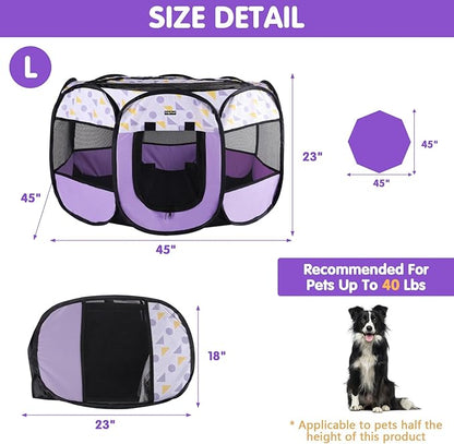 Lucky Monet Portable Dog Cat Playpen Small Dog Puppy Kitten Play Pens Indoor Pop Up Travel Dog Pen for Outdoor Camping Use