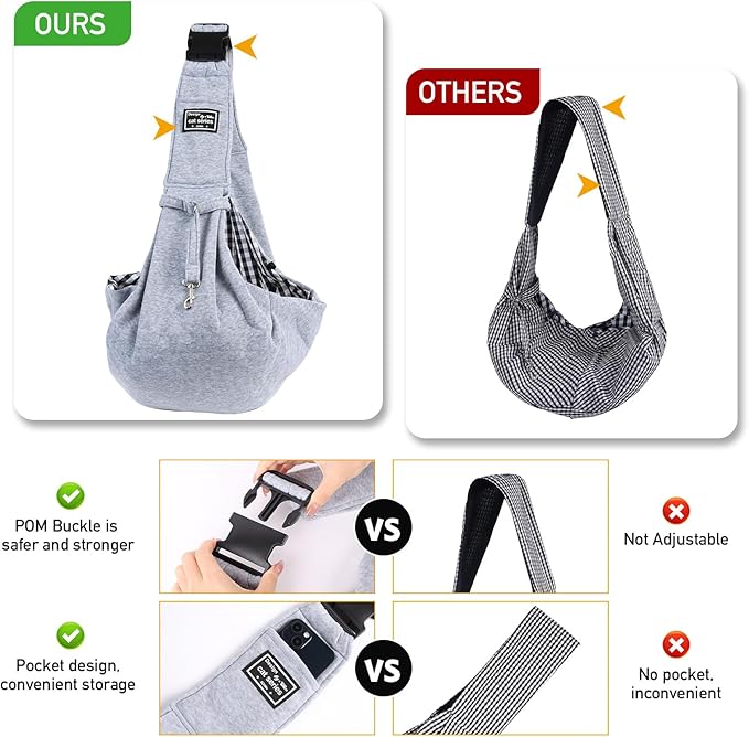 Dog Bag Carrier Sling, Dog Sling Carrier for Small Dogs 15lbs, Dog and Cat Sling Carrier for Outdoor Traveling Subway