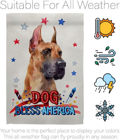 Breeze Decor Patriotic Fawn Dane Garden House Flag-Kit Dog Puppy Spoiled Paw Canine Fur Pet Nature Farm Animal Creature Decoration Banner Small Yard Gift Double-Sided, Made in USA