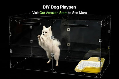 GuineaLoft™ Acrylic Folding Pet Gate and Divider – Large, Clear, Free-Standing, Foldable, Extendable, Lockable, Sturdy Enclosure for Dogs, Rabbits, Ferrets, Chinchillas - Visit The Store to See More