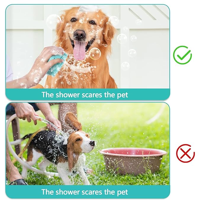 Pet Dog Bath Brush Gentle Soap Dispenser Massaging Bath Grooming Soft Silicone(Blue)
