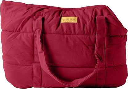 Cozy Plush Pet Carrier Purse - Secure Harness Clip, Lightweight Tote Design for Small Dogs and Puppies (Red)