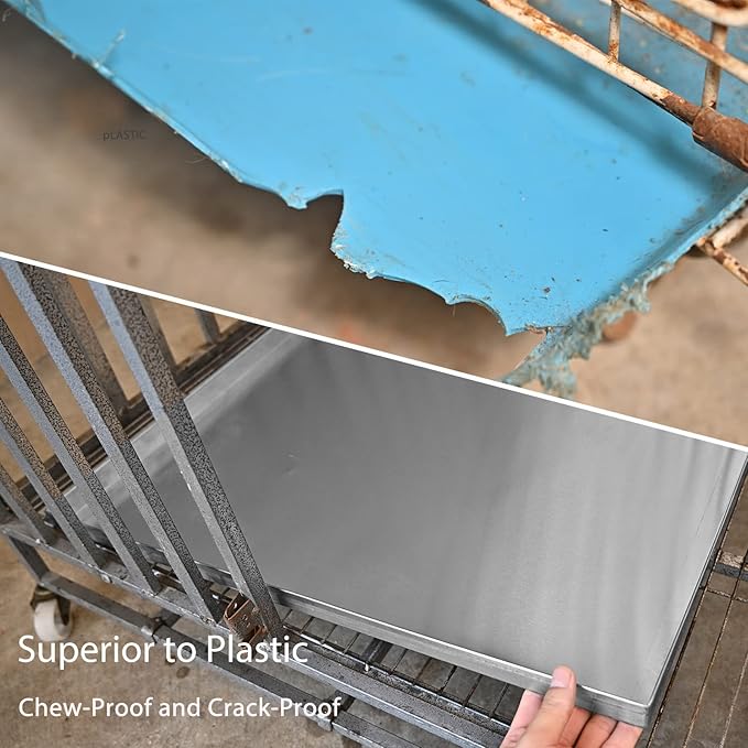 41x27.38x1 Replacement Tray for Dog Crate, Stainless Steel, Chew-Proof and Crack-Proof Dog Kennel Tray Replacement