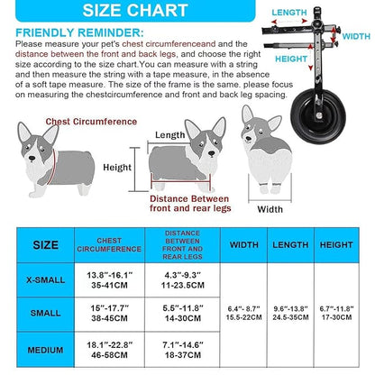 New Adjustable Small Dog Wheelchair for Back Legs, Walking Pets Dog Wheelchair, Doggy Wheelchair with Disabled Hind Legs, Mobility Aids for Small Pets Hind Limbs, Dog Carts with Wheels,Light Weight,XS