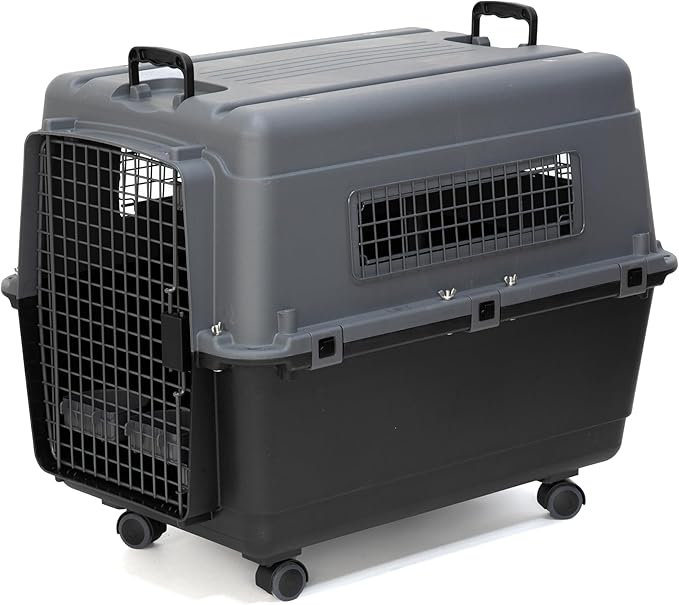 SportPet Designs Plastic Airline Approved Kennels Wire Door Travel Dog Crate, Large