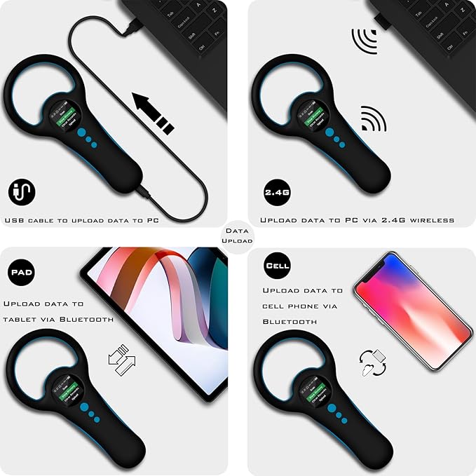 Smoostart Multifunction Bluetooth Microchip Scanner, Pet Microchip Reader with Latest Operating System, FDX-B/EMID 500 Records Data History Locally Available Or Upload to PC/Cell Phone/PAD