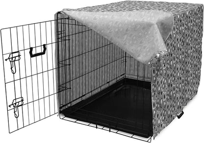 Lunarable Casino Dog Crate Cover, Playing Cards Abstract Style with Monochrome Display Gambling Theme, Easy to Use Pet Kennel Cover for Small Dogs Puppies Kittens, 18 Inch, Black White Grey