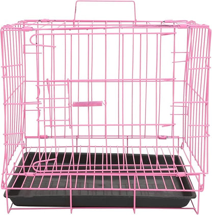 Large Dog Crate Pet Folding Cage Collapsible Dog Cage Dog Crate Small Metal Wire Dog Crate with Leak- Pan Portable Pet Cage for Puppy Small Cat Rabbit 13.78 x 10.24 x 13.39 in