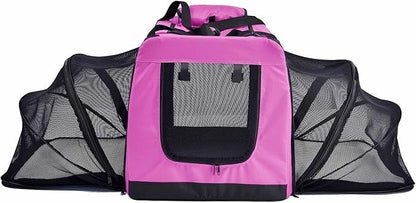 Pet Life Hounda Accordion Metal Framed Soft Folding Expandable Dog Crate - Collapsible Folding Pet Crate or Dog Kennel with Triple Expansion Room