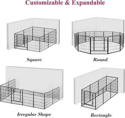 Dog Playpen, 32inch 20 Panels Outdoor Dog Fence Indoor Dog Pen Anti-Rust Pet Puppy Pen Dog Exercise Pen with Lock for Medium Small Dogs, Portable Pet Fence for Yard RV Camping
