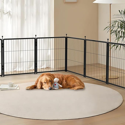 Dog Playpen for Indoor & Outdoor Use – Heavy-Duty Metal Pet Fence with Ground Stakes, Rounded Ball Tops for Safety, Stable & Foldable Design, Easy to Assemble 24 inch 12 Panels