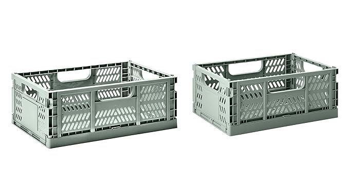 3 Sprouts Modern Folding Crate - Medium & Large Combo Pack - Green