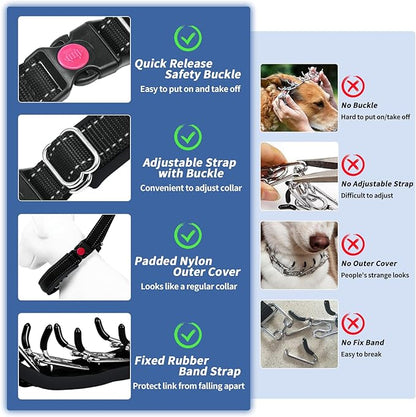 Martingale Collar for Dogs, Heavy Duty Nylon No Pull Dog Collar with Buckle, Adjustable Anti Pull Collar Reflective Slip Collar for Large Medium Small Dog Training Walking S Black