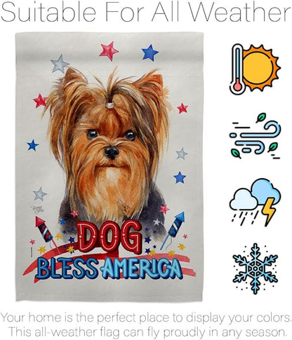 Breeze Decor Patriotic Yorkie Garden House Flag Kit Dog Puppy Spoiled Paw Canine Fur Pet Nature Farm Animal Creature Decoration Banner Small Yard Gift Double-Sided, Made in USA