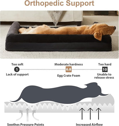 BFPETHOME Dog Beds for Large Dogs, Orthopedic Dog Bed for Medium Large Dogs,Big Waterproof Couch Dog Pet Bed with Removable Washable Cover