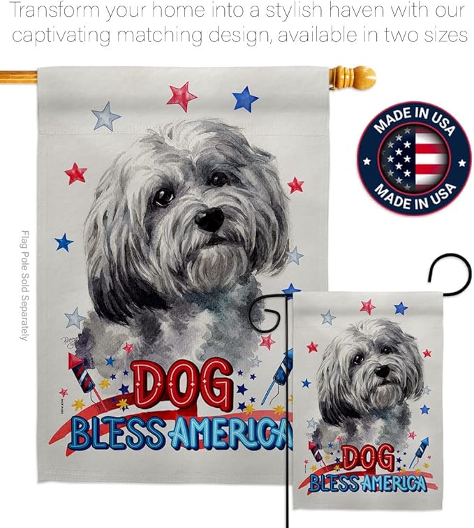 Breeze Decor Patriotic Havanese House Flag Pack Dog Puppy Spoiled Paw Canine Fur Pet Nature Farm Animal Creature Support Our Troops Banner Small Garden Yard Gift Double-Sided, Made in USA