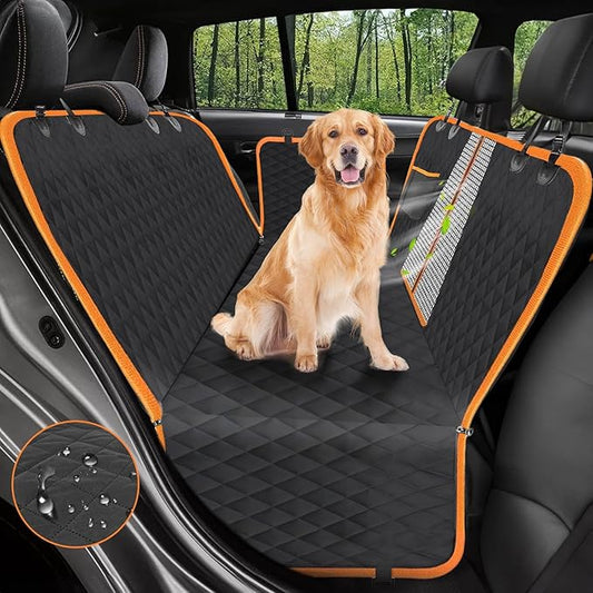Victoper Dog Car Seat Cover, 600D Heavy Durable Dog Seat Cover for Back Seat, 100% Waterproof Scratch Proof Nonslip Dog Hammock for Car with Side Flap, Pet Back Seat Covers for Cars Sedan SUV Trucks