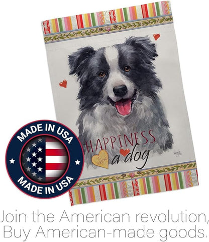 Breeze Decor Border Collie Happiness House Flag Pack Dog Puppy Spoiled Paw Canine Fur Pet Nature Farm Animal Creature Vintage Applique Banner Small Garden Yard Gift Double-Sided, Made in USA