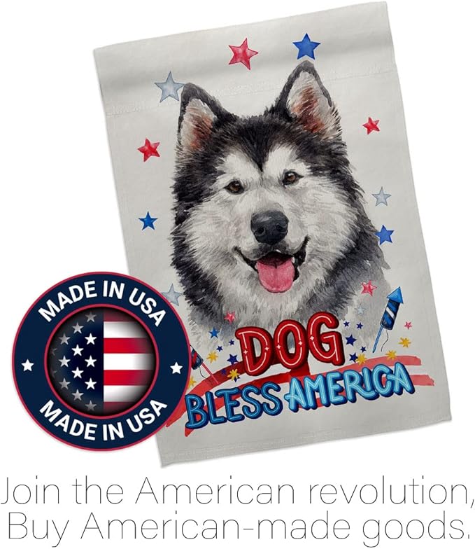 Breeze Decor Patriotic Siberian Husky Garden House Flag-Kit Dog Puppy Spoiled Paw Canine Fur Pet Nature Farm Animal Creature Decoration Banner Small Yard Gift Double-Sided, Made in USA