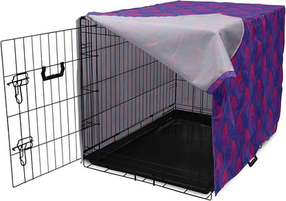 Lunarable Myth Dog Crate Cover, Pattern with Unicorn Silhouettes in Ombre, Easy to Use Pet Kennel Cover for Small Dogs Puppies Kittens, 18 Inch, Indigo Magenta