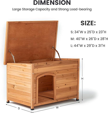 TAKUKA Outdoor Wooden Dog House for Small Medium Large Sized Dogs，Extra Waterproof Durable Dog Kennel with Wooden Floor for Garden Backyard Farm (40" W x 26" D x 28" H)