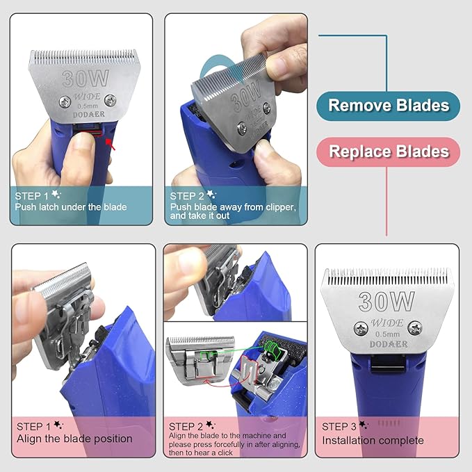 10W+7FW+5FW Wide Blades for Dog Grooming,Compatible with Andis,Oster A5,Wahl km10 Clippers,Cutting Length 1/16" to 1/4",3 Pack