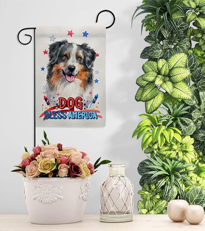 Breeze Decor Patriotic Australian Shepherd Garden House Flag-Kit Dog Puppy Spoiled Paw Canine Fur Pet Nature Farm Animal Creature Decoration Banner Small Yard Gift Double-Sided, Made in USA