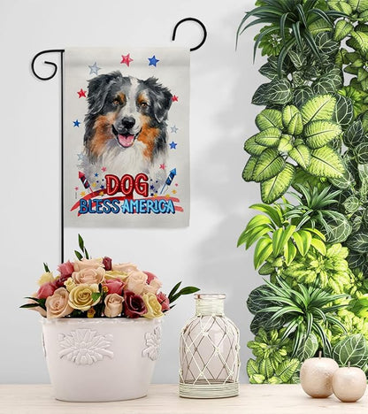 Breeze Decor Patriotic Australian Shepherd Garden House Flag-Kit Dog Puppy Spoiled Paw Canine Fur Pet Nature Farm Animal Creature Decoration Banner Small Yard Gift Double-Sided, Made in USA