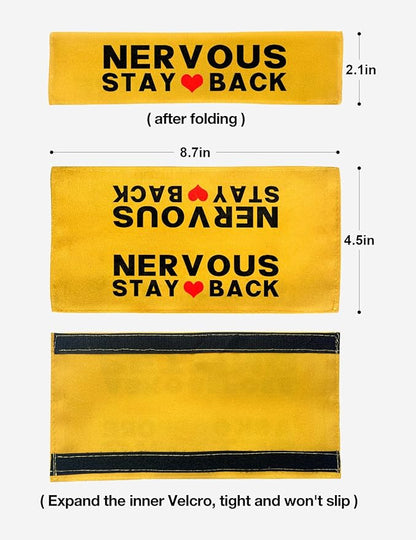 Yellow Nervous Stay Back Dog Leash Sleeve, Reactive Dog Tags Dog Leash Sleeve Alert Hanging ID Patch Tag Dog Bike Leash Sleeve, Pet Dog Birthday Service Dog Leash Gift for Dog Owners