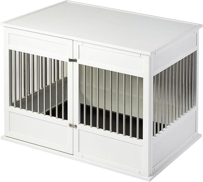 New Age Pet Horizon Pet Crate - Durable ECOFLEX with Stainless Steel Spindles, Bone-Shaped Latches, Easy Access Door, Stylish Design, 10-Year Warranty, Available in 3 Sizes & 2 Colors