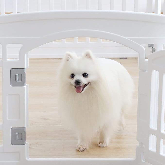 Pet Playpen for Dogs Heavy Plastic Puppy Exercise Pen Indoor Outdoor Small Pets Fence Puppies Folding Cage 6 Panels for Puppies and Small Dogs House Supplies (White 6*Panel)