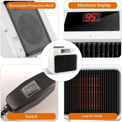 Thermostatic Dog House Heater with Anti-Bite Wires, Wall-Mounted Pet House Heater with 2 Wind Speed Modes (300W/600W), Suitable for Pet House Stoves for Dogs Cats Chickens