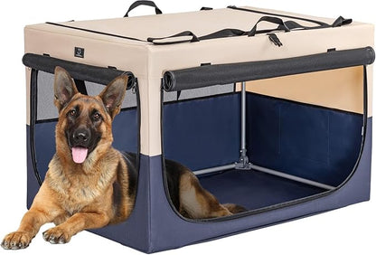 A4Pet Portable Dog Crate, Foldable Dog Crate - 40 Inch Adjustable Stainless Steel Frame, Lightweight, Durable and Soft Crate with 3-Door, Soft Sided Dog Kennel